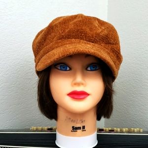 GORGEOUS ORANGEY GOLD FUZZY SOFT PAPERBOY CAP HAT